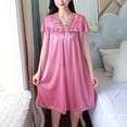thumbnail image 2 of TFEOQRY Fashion Nightgowns for Women Solid Color Soft Breathable Knee-Length Short Sleeved Nightdress Pink-3, 2 of 5