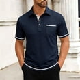 thumbnail image 2 of Daiosportswear Men'S Polo Shirts Summer Athletic Work Breathable Tees Comfortable Casual Loose Top with Pockets Blue M(M), 2 of 7