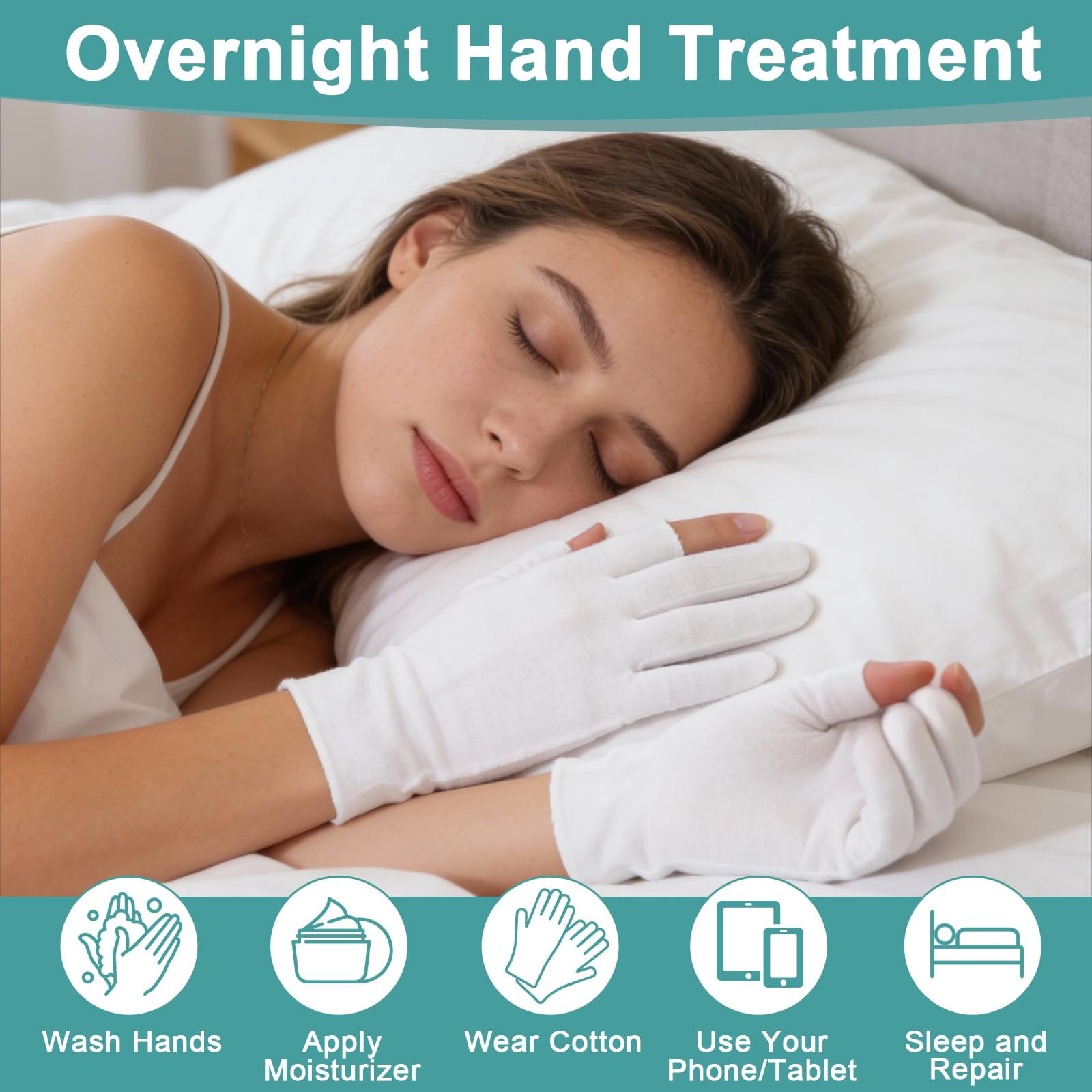 20 Pairs White Cotton Gloves for Dry Hands Eczema Overnight Fingerless Touchscreen Moisturizing Glove, Breathable Hand Moisturizer Spa Gloves for Sleeping, JewelryInspection, Coin Handling