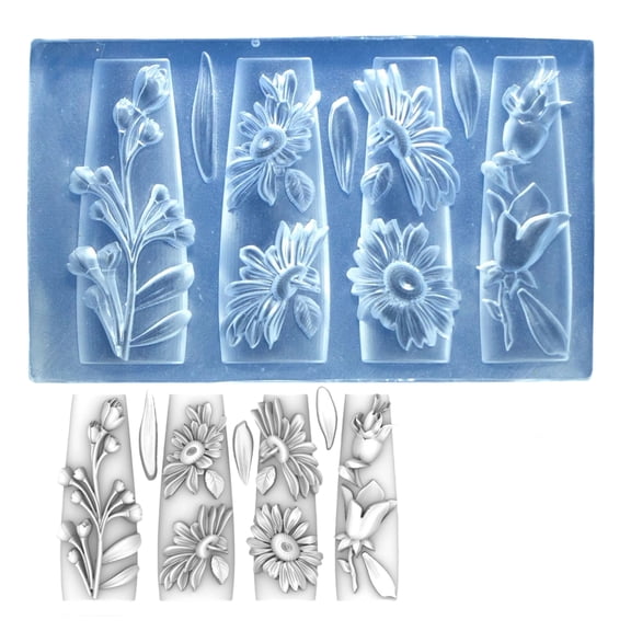 COOLHOOD Multifunctional Clear Silicone Carving Nails Mold for Creating Beautiful Floral Resin Design and Nails Art