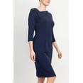 thumbnail image 3 of Connected Apparel Navy Crepe Front Slit Dress - Scuba Crepe Fabric, 3 of 5