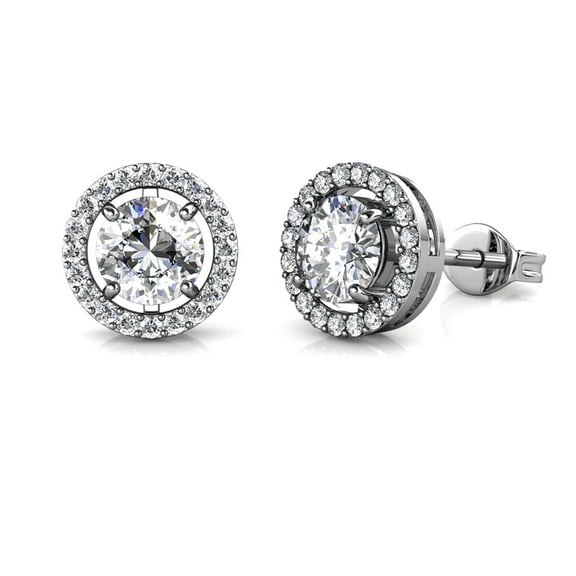 Moissanite by Cate & Chloe Kailani 925 Sterling Silver Stud Earrings 1.0TCW for Women, Gift for Her