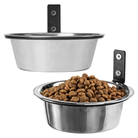 Adjustable Wall-Mounted Dog Bowls Set: 8-Inch Stainless Steel Elevated Feeder for Medium Dogs, 2 Bowls with Heavy-Duty Stand, Space-Saving, Easy to Clean – for Dry & Wet Food