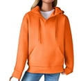 thumbnail image 3 of VISALY Hoodies Pullover Drawstring Sweatshirt Women's Fashion Clothes for Every Occasion Cotton Linen Cardigan Summer Chic Oversized Sweatshirt Waffle Sweater Fall Sweatshirt Orange Xxl, 3 of 9