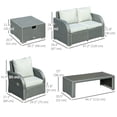 thumbnail image 2 of Grey 6-Piece Rattan Wicker Patio Sofa Set with Cushions – Outdoor Lounge Furniture for Garden, Balcony & Deck – Adjustable Recliners & Coffee Table, 2 of 7