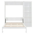 thumbnail image 4 of Full Size Murphy Bed with Shelves, Space Saving Wall Bed Cabinet with Foldable Design, Multi-Functional Hideaway Bed for Small Apartments and Guest Rooms, Modern White Finish, 4 of 9