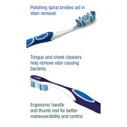 Equate Brilliance Total Care Manual Toothbrushes with Tongue and Cheek Cleaner, Medium, 2 Count