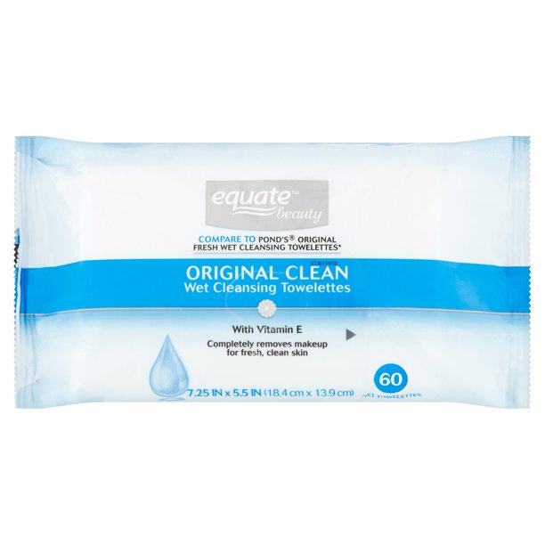 Equate Beauty Original Clean Wet Cleansing Towelettes, 120 Count