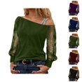 thumbnail image 1 of Womens Sparkle Top 2026 Spring Fashion Y2K Long Sleeve Off Shoulder Mesh T Shirt Going out Tops Rave Outfits, 1 of 4