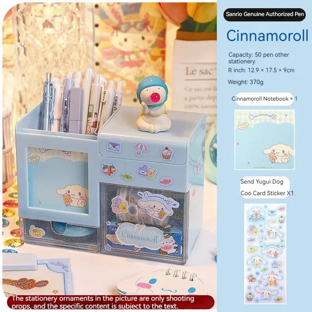 Sanrio Kuromi My Melody Cinnamoroll caja de almacenamiento de papelería de escritorio, contenedor de bolígrafos de alta capacidad, regalo de cumpleaños Kawaii para niños