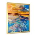 thumbnail image 2 of Designart 'Whirly Blue Waves Under Orange Sunset' Nautical & Coastal Framed Art Print, 2 of 4