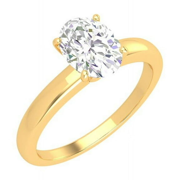 1 Ct Oval Shape Moissanite Solitaire Engagement Women's Ring 14K Yellow Gold Plated