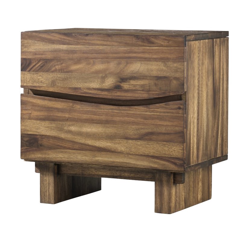 Modus Ocean 2 Drawer Solid Wood Nightstand In Natural Sengon