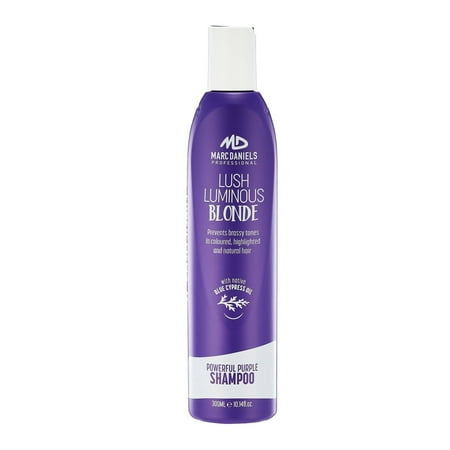 powerful purple toning shampoo, sulfate free tones, prevents, balances brassiness in blonde, color treated, silver, grey hair - paraben free, vegan friendly by marc daniels