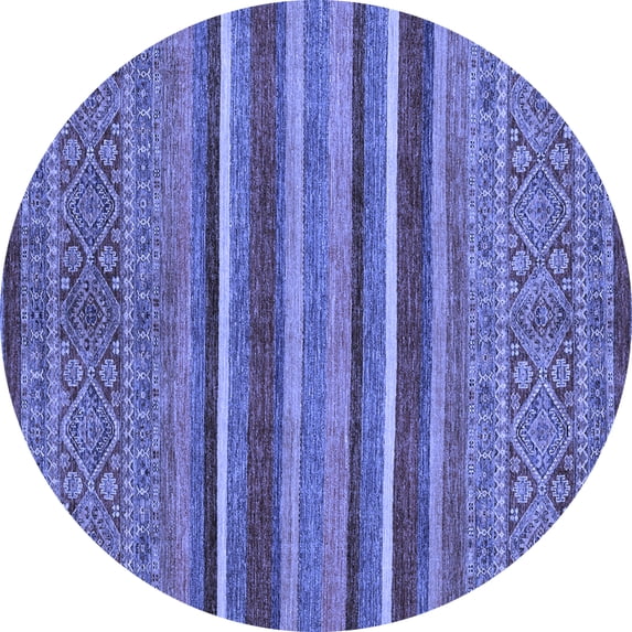 Ahgly Company Indoor Round Abstract Blue Modern Area Rugs, 6' Round