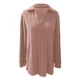 thumbnail image 4 of Women Plus Size Casual Sweaters Long Sleeve Solid Lapel V-Neck Ribbed Knit Tops Trendy Side Slit Loose Fit Pullover Shirts, 4 of 4