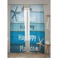 thumbnail image 5 of The Beach Is My Happy Place Sheer Curtains 2 Panels Set Starfish Shell Blue Wood Grain Lihgt Filtering Rod Pocket Voile Drape, Semi Sheer Window Curtains for Bedroom Living Room, 52"x96", 5 of 5