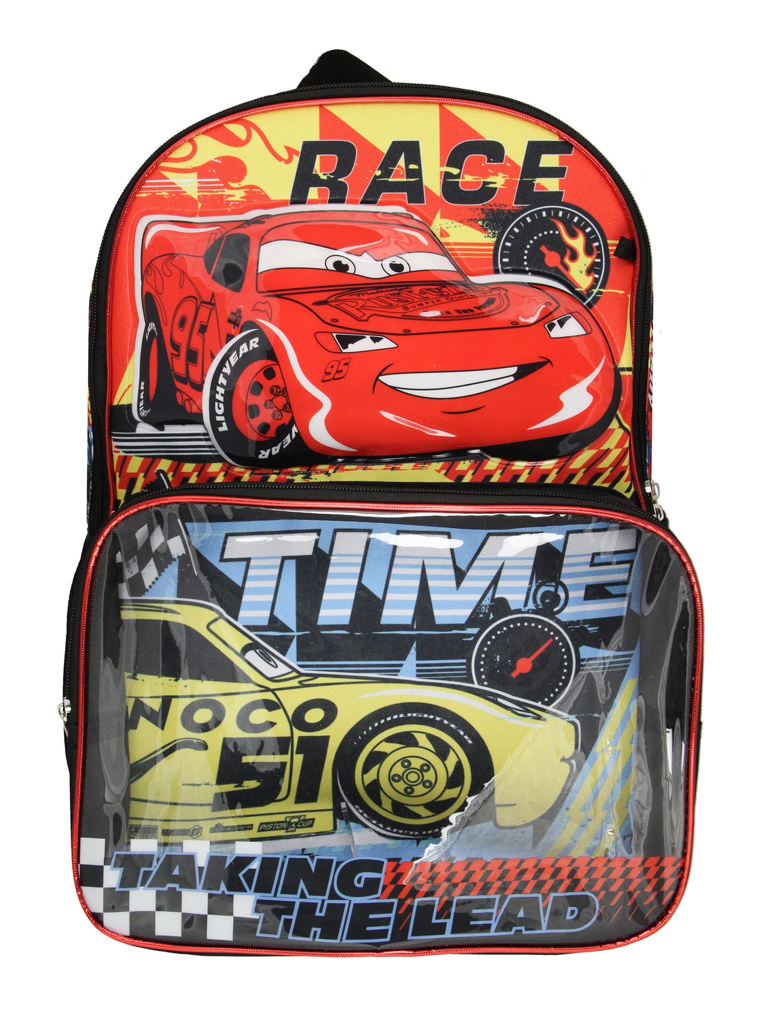 Disney Cars Taking The Lead by Seven Times Six Lightning McQueen Jackson Storm Backpack with Lunch Box 5-Piece Set