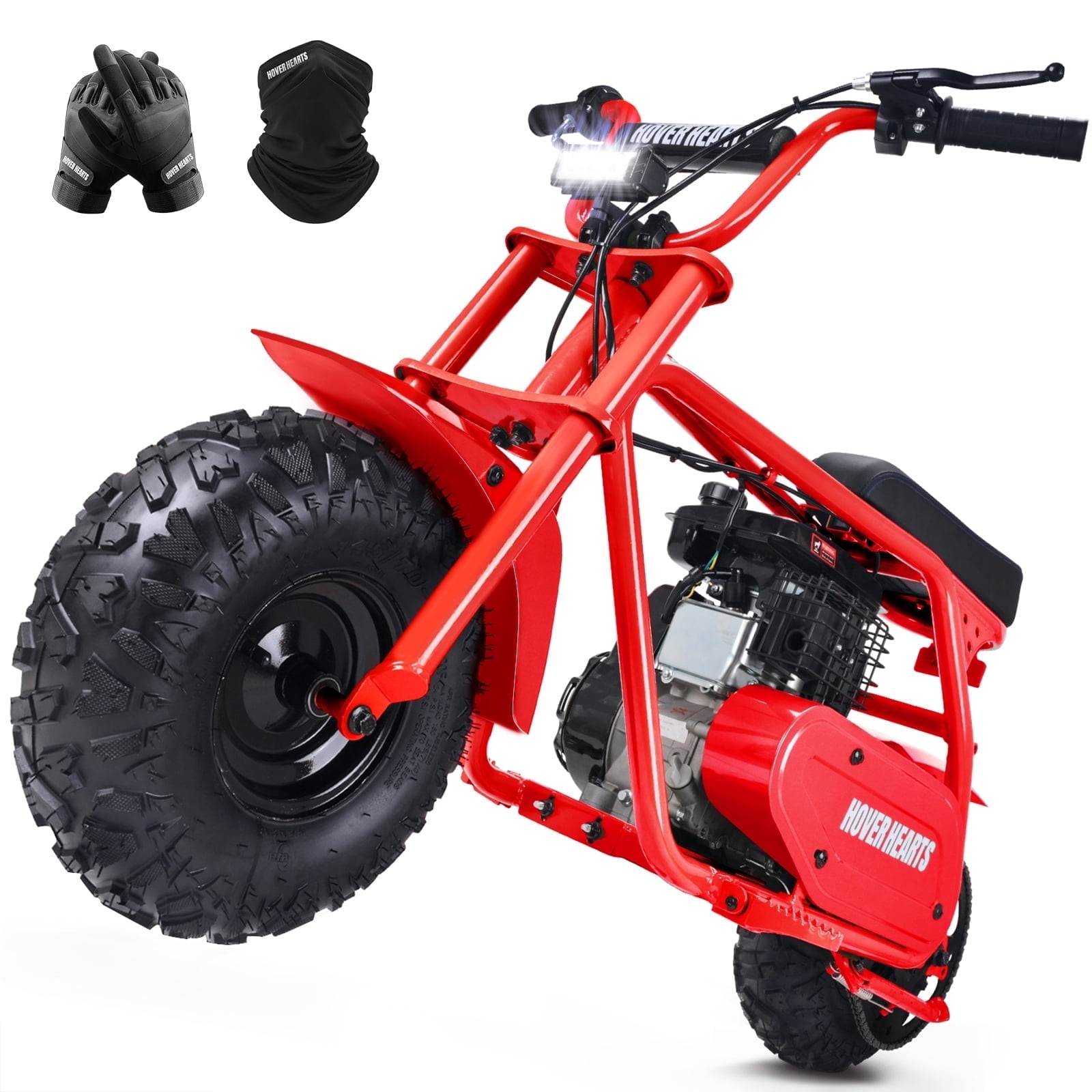HOVERHEART Gas Mountain Bike, 105cc 4-Stroke Gas Powered Off Road Motorcycle (Model-MB001) with Led Lights, Disc Brake, Max Load 200Lbs, Up to 30Kph, NO OIL MIX REQUIRED