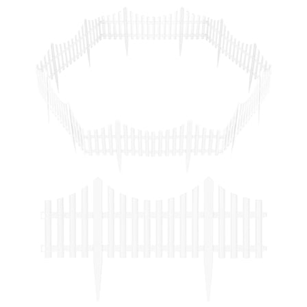 Plastic Decorative Garden Fence, 13.2 in (H) x 22.5 FT (L) Outdoor Patio Garden Animal Barrier White