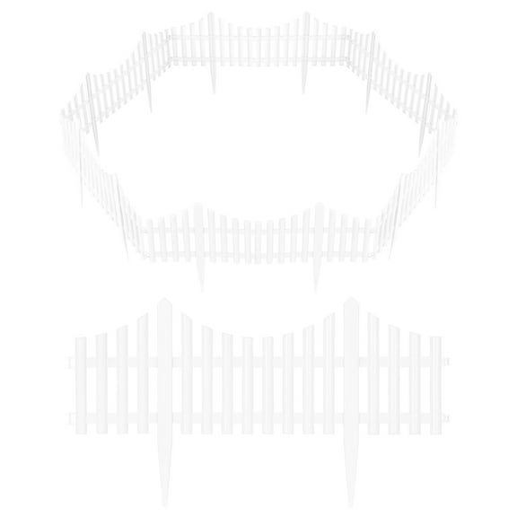 Plastic Decorative Garden Fence, 13.2 in (H) x 22.5 FT (L) Outdoor Patio Garden Animal Barrier White
