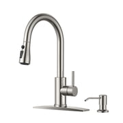 TVOFEK Kitchen Faucet with Soap Dispenser, Stainless Steel Brushed Nickel Kitchen Sink Faucets with Pull Down Sprayer fit 1 or 3 Hole, Single Handle Faucet for RV Bar Laundry Camper
