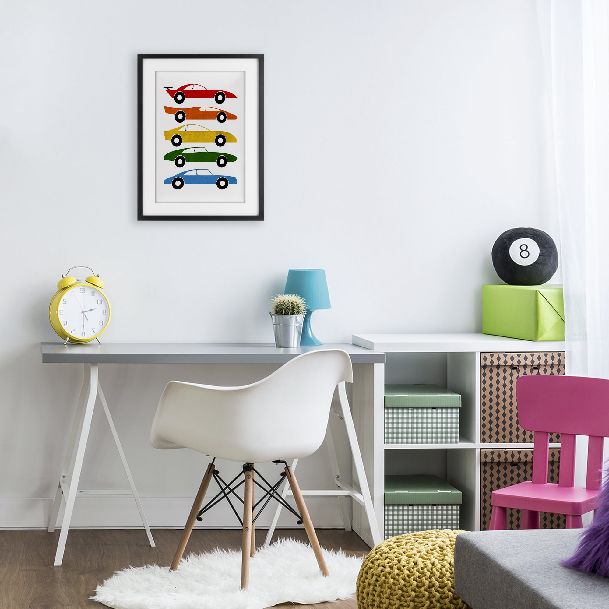 Stupell Industries Colorful Midcentury Cars Black Framed Print Under Glass, design by Tom Quartermaine