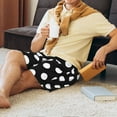 thumbnail image 4 of Daiia Black and White Polka Dot Mens Woven Stretch Pajama Short,Short Pajama Pants-X-Large, 4 of 9