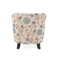 thumbnail image 4 of GDF Studio Ishtar Contemporary Tufted Club Chair with Nailhead Trim, Blue and Light Beige Floral Fabric and Dark Brown, 4 of 11