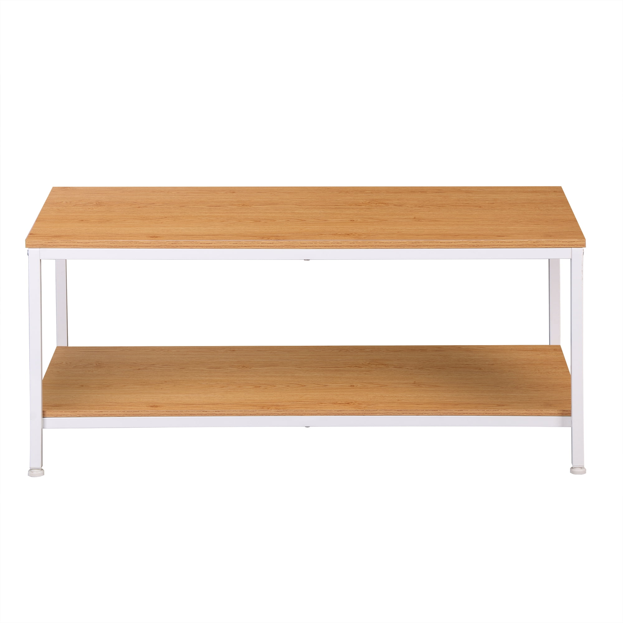 HomGarden 39.4" Modern Rectangle 2-Tier Coffee Table Wood Cocktail Table Home Office, Natural