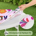 thumbnail image 5 of Stretch Fit Round Tablecloth with Floral Bohemian Pattern, Elastic Hem for 38"-42" Tables, 44" Easy Clean Cover for Party Decor, 5 of 7