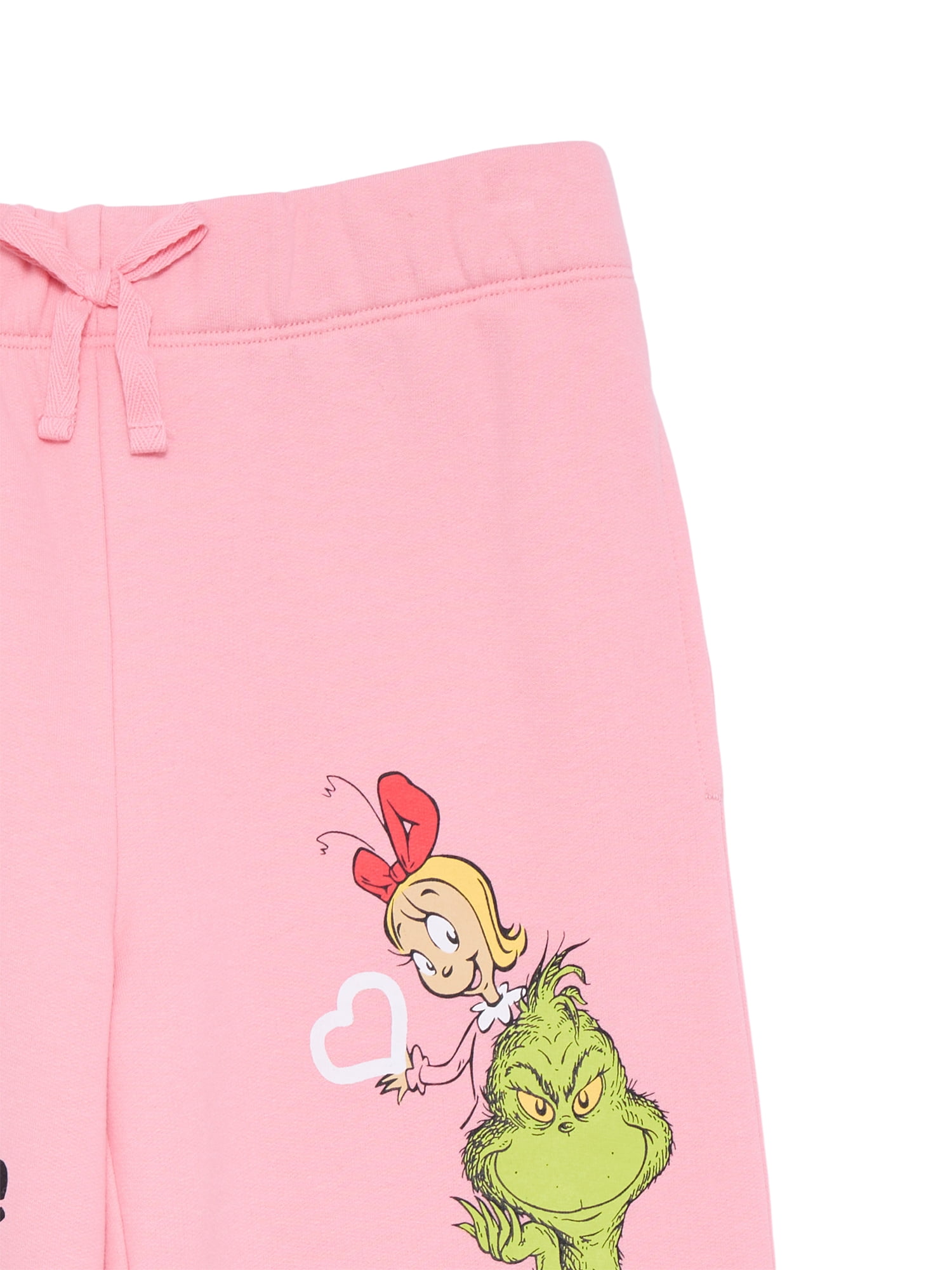 Dr. Seuss Grinch Girls' Embellished Wide Leg Sweatpants, Sizes 4-16