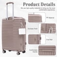 thumbnail image 4 of Tyethy Luggage Set 3 Pcs Hardshell Suitcase Luggage Set with 12" Cosmetic Case, Champagne, 4 of 14