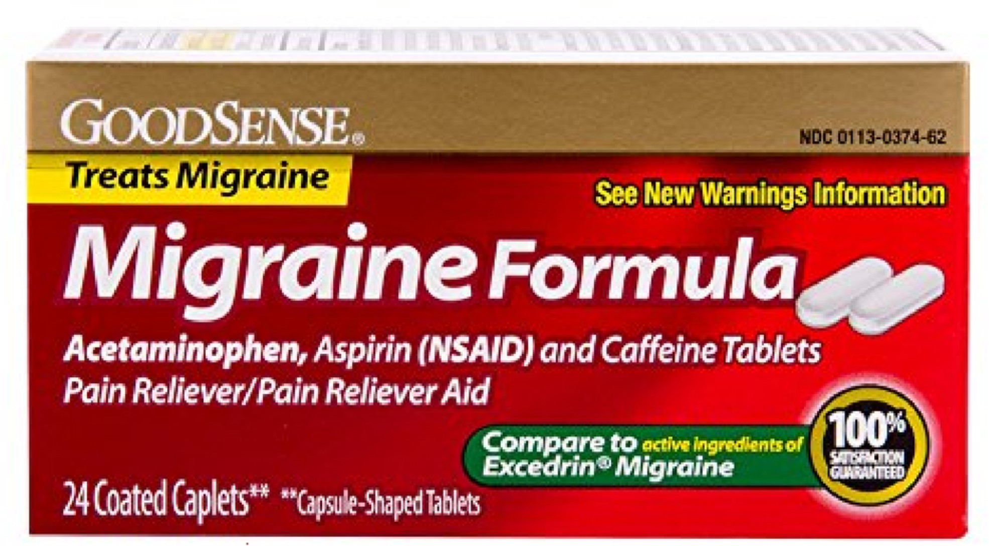 Good Sense Migraine Relief Coated Caplet 24 ea (Pack of 4)