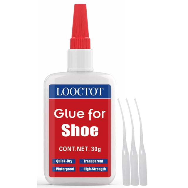 Pegamento para zapatos LOOCTOT 30 g, pegamento para botas, pegamento súper instantáneo para reparar zapatos y suelas, reparar tacones, unir diversos materiales como caucho y cuero; transparente e impe
