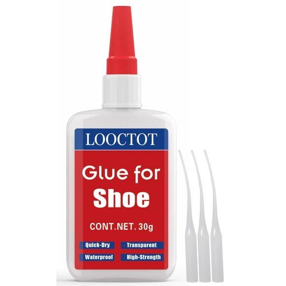 Pegamento para zapatos LOOCTOT 30 g, pegamento para botas, pegamento súper instantáneo para reparar zapatos y suelas, reparar tacones, unir diversos materiales como caucho y cuero; transparente e impe