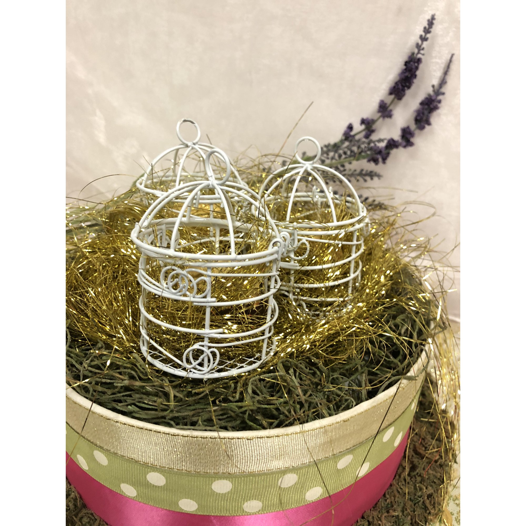 Charmed Small White Wire Bird Cage Favor; Wedding Baby Shower Favors; Candy, Chocolate Holder; 3" 10 Pieces