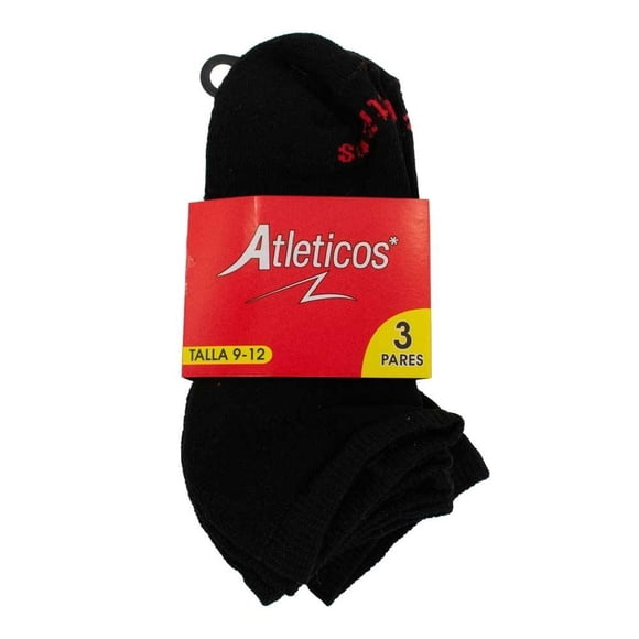 Tines Deportivos Atléticos para Niño Diseño Liso Negro 3 Pares Talla 9/12