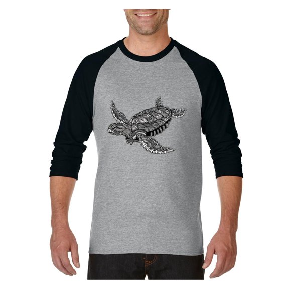 MmF - Mens Raglan Sleeve Baseball T-Shirts, up to Size 3XL - Sea Turtle Hawaii