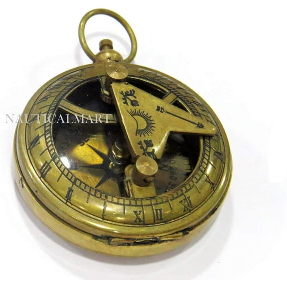 NauticalMart Brass Push Button Sundial Compass Nautical Gift (Black Antique)