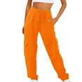 thumbnail image 2 of AherBiu Womens Cargo Sweatpants with 4 Pockets Drawstring Elastic High Waisted Sports Joggers Athletic Pants, 2 of 4