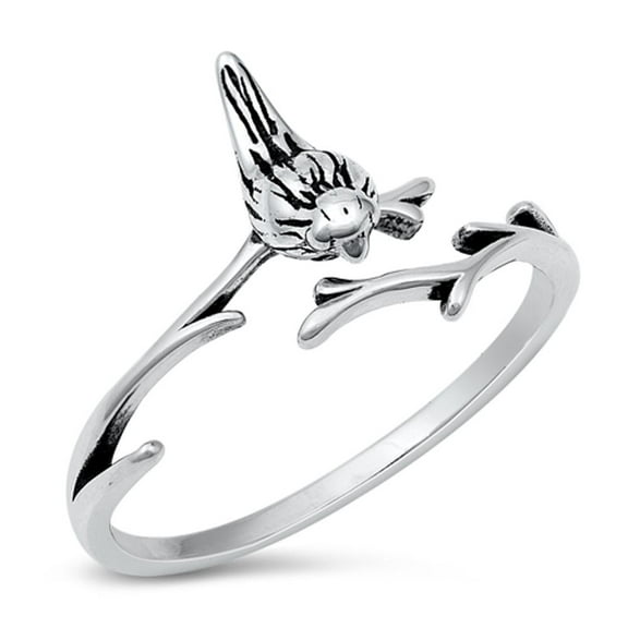 Open Adjustable Bird Branch Nature Ring .925 Sterling Silver Band Jewelry Female Male Unisex Size 5