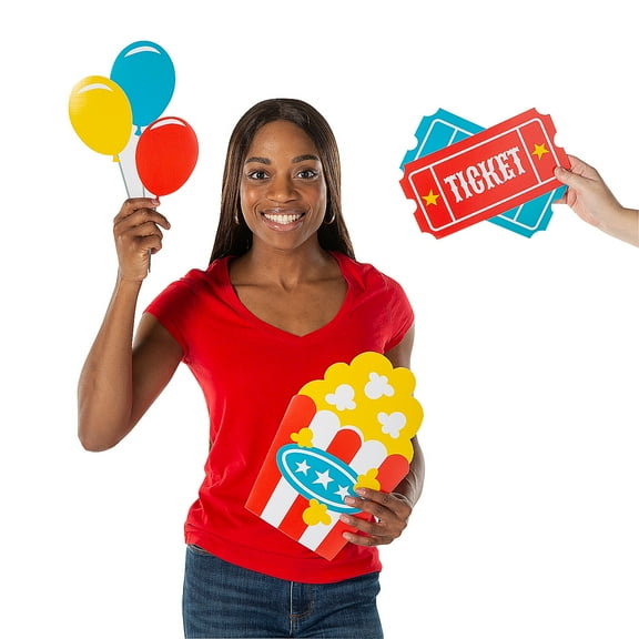 6 1/4" – 14 1/4" Carnival Party Large Cardboard Photobooth Props - 6 Pieces