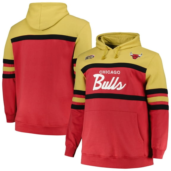 Men's Mitchell & Ness Red Chicago Bulls Big & Tall Hardwood Classics Head Coach Pullover Hoodie
