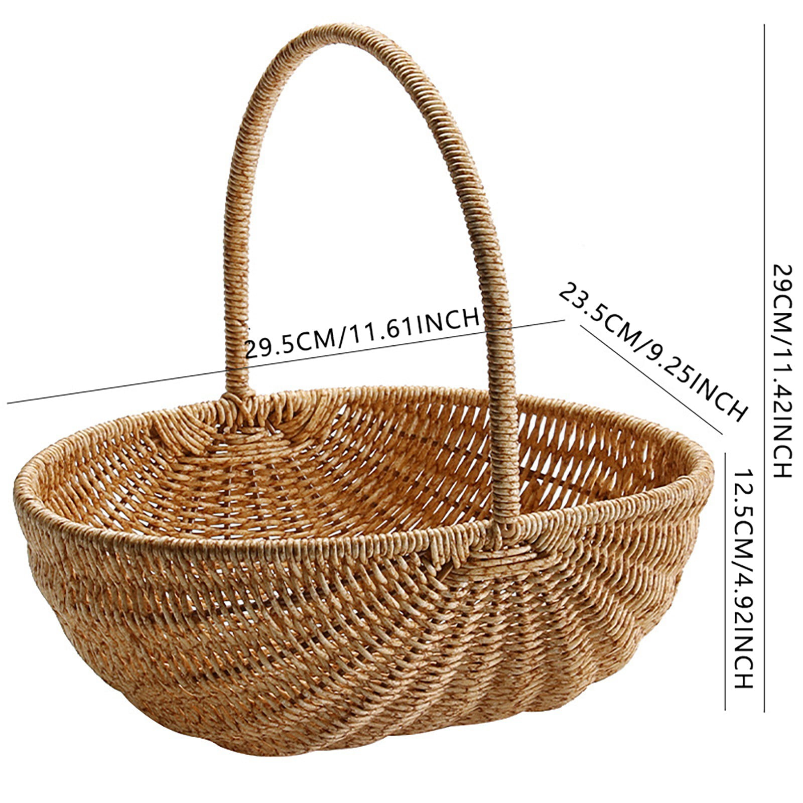 SLUOHZXI Wicker Picnic Basket with Handle, Empty Gift Basket to Fill, Open Top Market Harvest Baskets for Garden, Fruit, Candy, Wine, Easter Egg Gathering, Wedding, Vegetables