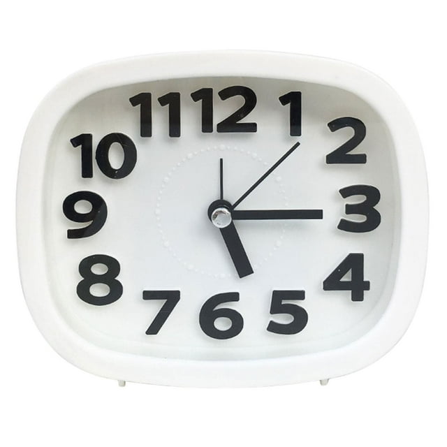 Clock Battery Operated Non Ticking Plastic Small Bedside Analog Alarm Clock Household