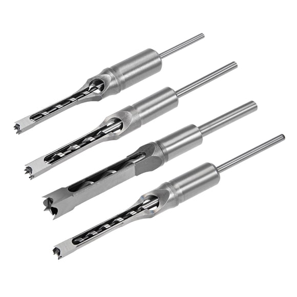 Unique Bargains Square Hole Drill Bits for Woodworking Hole Saw Mortising Chisel Drill Bits 1/2', 1/4', 3/8', 5/16'