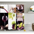 thumbnail image 1 of Ambesonne Wine Shower Curtain, Themed Bottle Wineglass, 69"Wx75"L, Pale Green Burgundy, 1 of 2