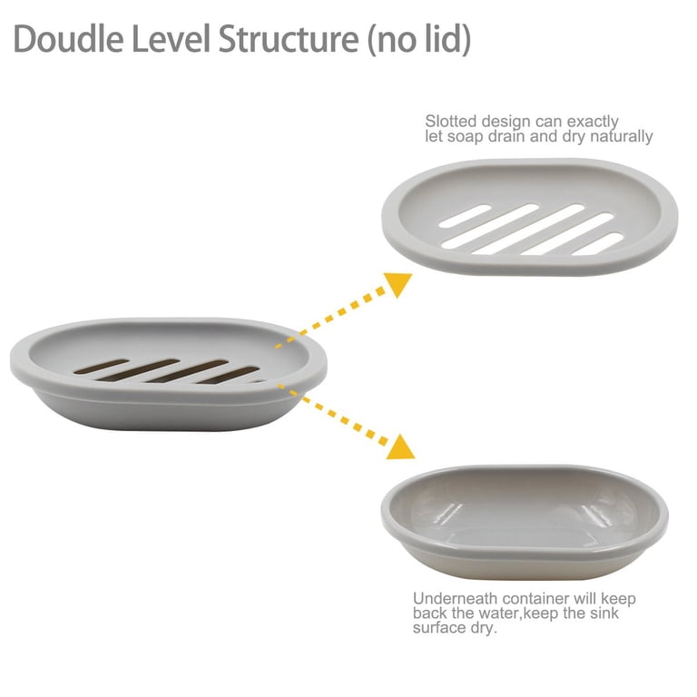 GLUAAE 2-Pack Soap Dish with Drainage Slots, Gray photo 5