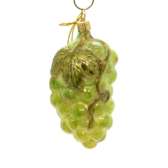Holiday Ornaments GREEN GRAPES Glass Poland Hand Painted 105R